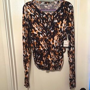 Free People Movement Leopard Print Long Sleeve Top
